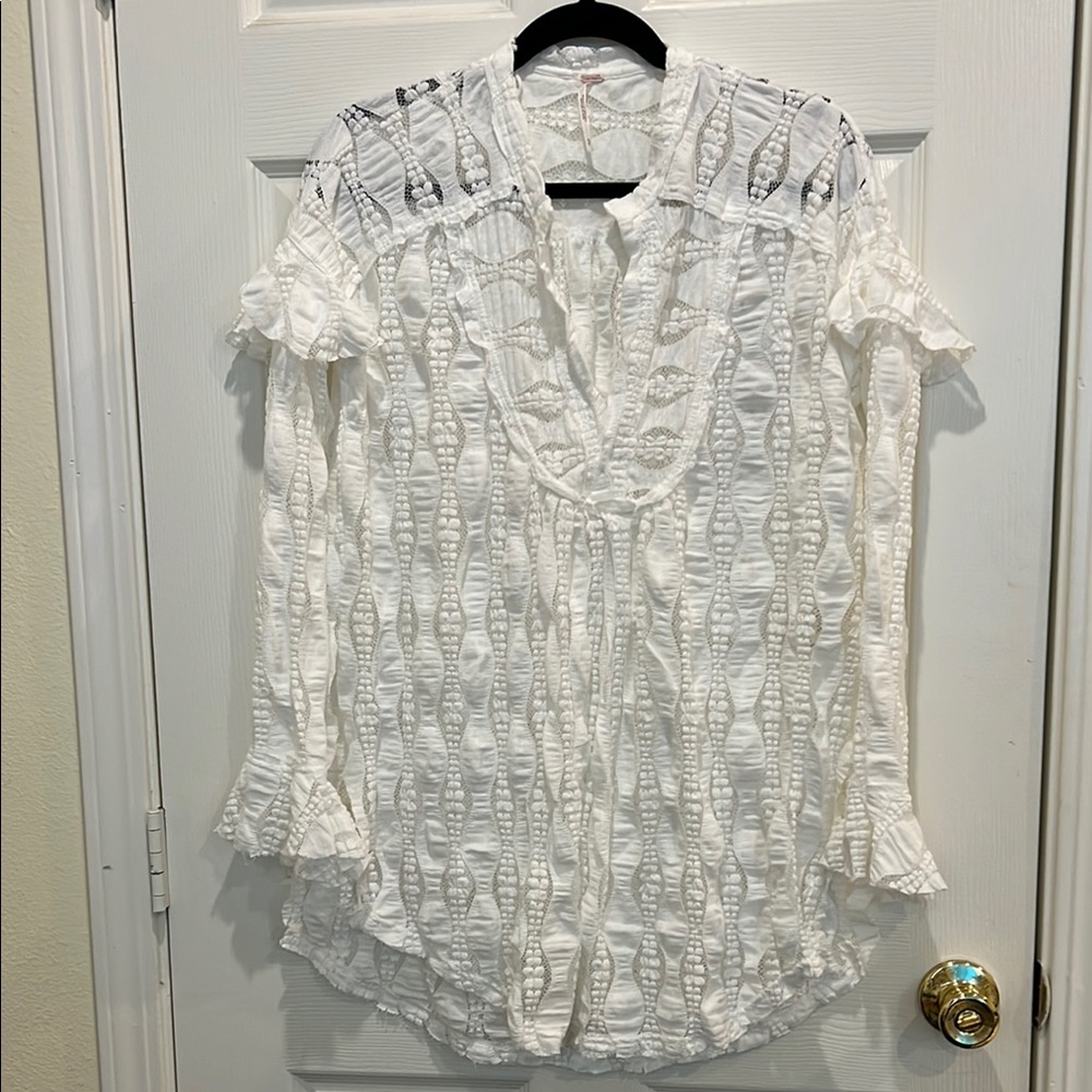 White Textured Women's Top